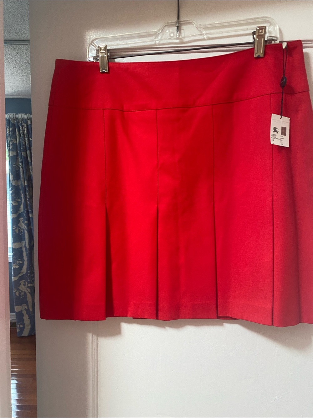 Burberry Red Pleated Mini Skirt